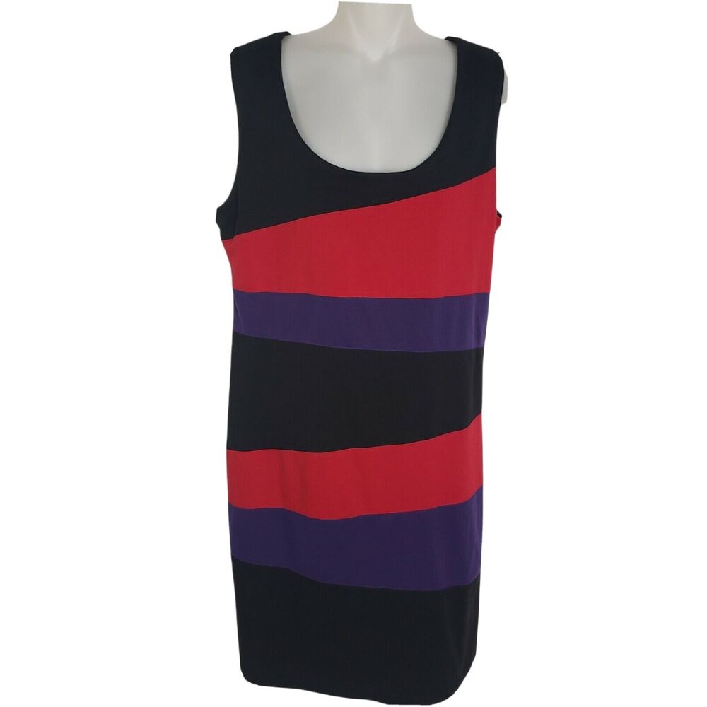 NY Collection Womens Dress Size Large Sheath Knee Length Colorblock Sleeveless